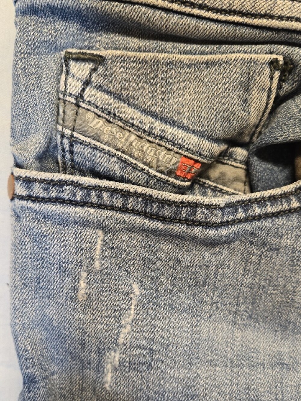 Diesel Sleekner Slim Skinny Tapered Fit Light Blue Distressed Denim Jeans - Picture 6 of 15